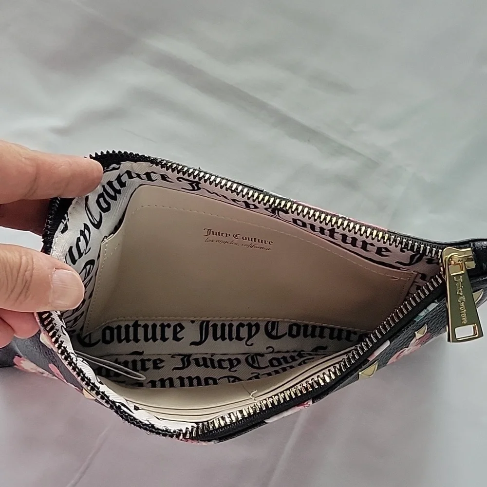 Juicy Couture Black and Pink Floral Clutch